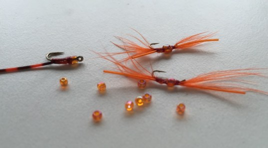 Orange glass beads